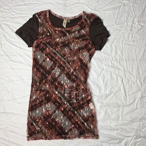 Bke women's shirt sheer lace front small floral